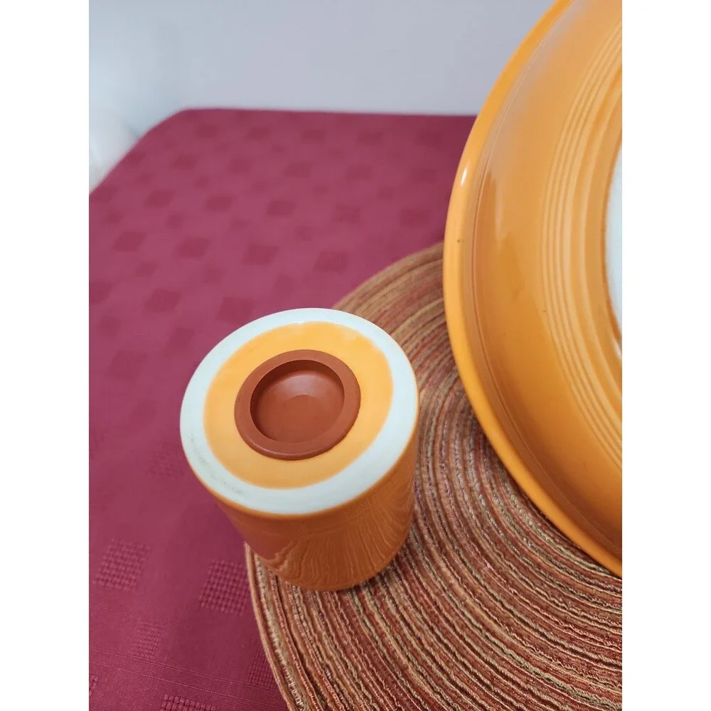 Fiesta Tangerine Pasta Bowl And Cheese Shaker Retired Laughlin Made In The USA